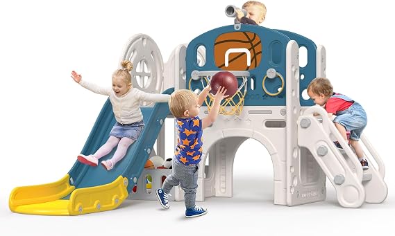 BIERUM 9 in 1 Toddler Slide, Kids Slide for Toddlers Age 1-3 Indoor Outdoor