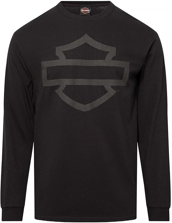 Harley-Davidson Men's Open Bar & Shield Long Sleeve Crew-Neck Shirt, Black