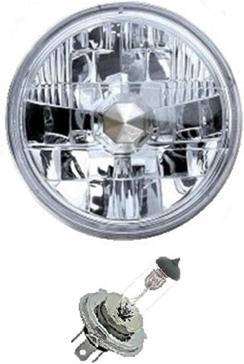 Octane Lighting 7" Crystal Clear Halogen Headlight Diamond Headlamp 12V 60/55W H4 Conversion Light Bulb