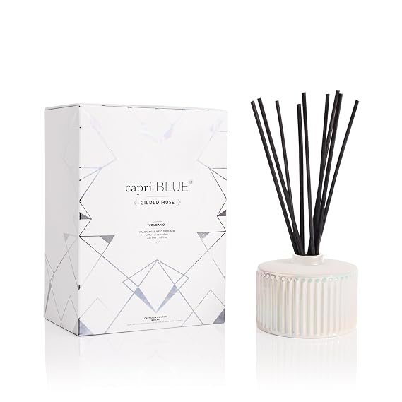 Capri Blue Muse Reed Oil Diffuser -  with Diffuser Sticks, Oil, and Glass Bottle - Aromatherapy Diffuser - 7.8 Fl Oz - Volcano