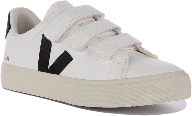 Veja Womens Recife Chromefree Leather White Black Trainers 8 US