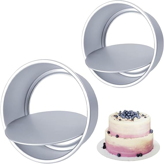 2 Pack 6 & 8 Inch Cake Tin Non-Stick Deep Aluminum Round Cake Deep Baking Tin with Removable Bottom Cake Baking Pan Cake Mould Tin for Baking, Bakeware Wedding Birthday Christmas Party