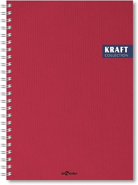 Le Color Kraft Ofis Defter Spiralli Çizgili Kırmızı