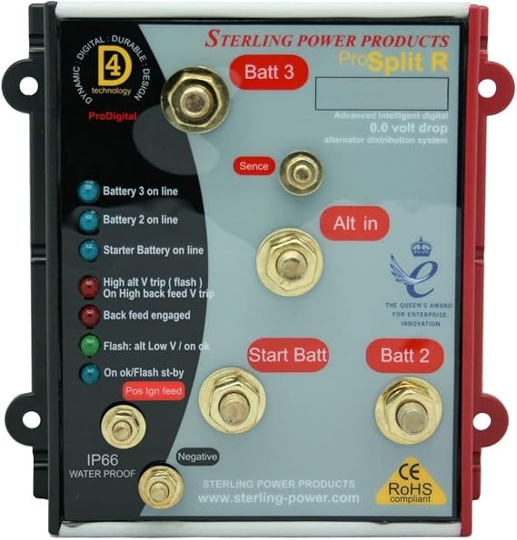 Sterling Power USA Pro Split R - Alternator 0.0V Drop Splitting System 1 in 3 Out 180A 12V