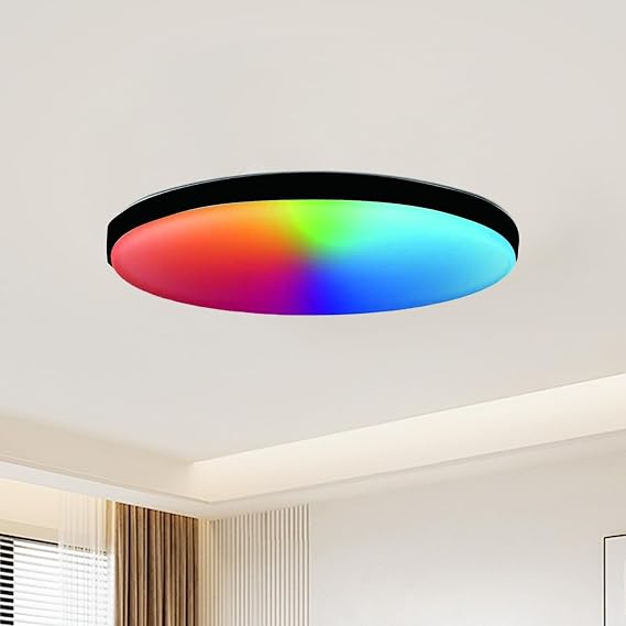 Smart LED Ceiling Light Dimmable, 24W Flush Led RGB Colour Changing [Energy Class E]