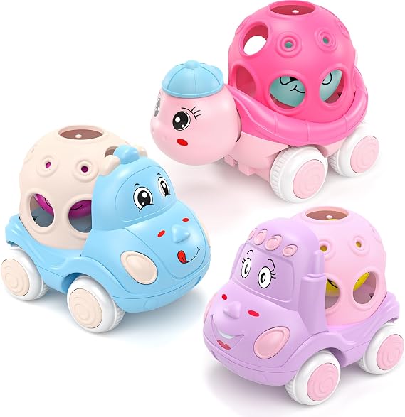 BeAndge Baby Girl Toy for 1-3, Push and Go Rattle Cars for Toddlers Gifts