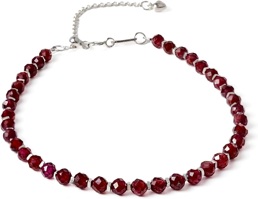 Natural Crystal Silver Bracelet, 0.12" Faceted Stone Beads Adjustable Jewelry for Women, Handmade Crown Chakra Design for Meditation & Spiritual Gifts
