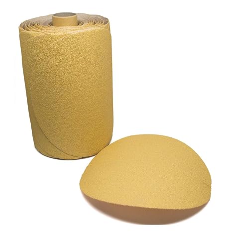 Benchmark Abrasives PSA Gold 6 Inch Self Adhesive Sanding Discs with Aluminum Oxide Grains Automotive DA Sandpaper - 6 Inch Sanding Discs Roll - Surface Blending Orbital Sanders (100 Count), 40 Grit