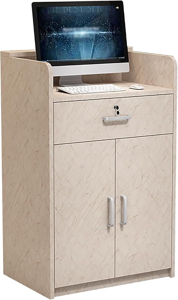 gaoxiao Reception Desk Modern Small Simple Checkout Counter, Cashier Front Desk Reception Room Table with Lockable Drawers for Lobby Beauty Salons Convenience Store Shop