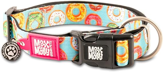 Max & Molly Urban Pets Original Series Smart Tagged Dog Collar (S, Donuts)