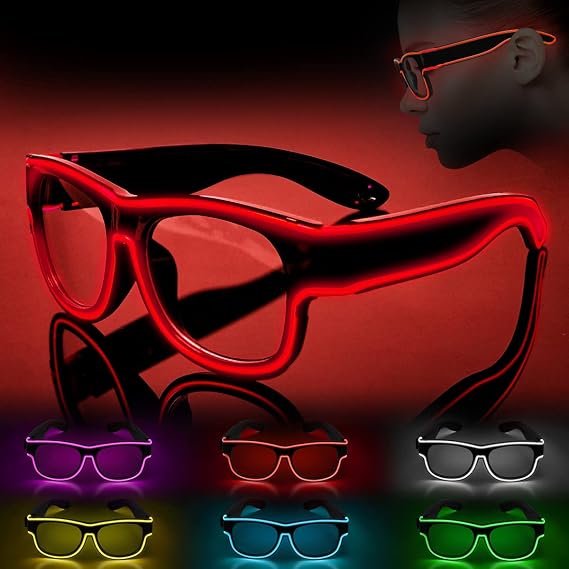 Ainiv Wireless Light Up Glasses 3 Modes LED Luminous Glasses Glow in the Dark for Parties, DJ, EDM, Halloween, Christmas