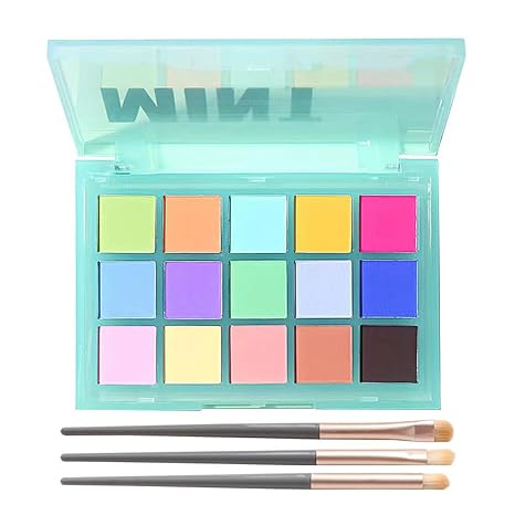 Colourful Eyeshadow Palette 15 Colours Eyeshadow Palette Matt Shimmer Highly Pigmented Eyeshadow Palette Intensive & Long Lasting Finish Waterproof & Smudge-proof Eye Make Up Palette with 3 Brushes