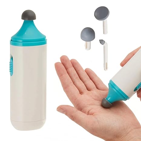 Rolyan Mini Scar Massager, Handheld Portable Vibration Massager with Interchangeable Heads, Quiet, Battery Operated for Targeted Hand & Skin Care, Reduces Appearance and Sensitivity of Scars