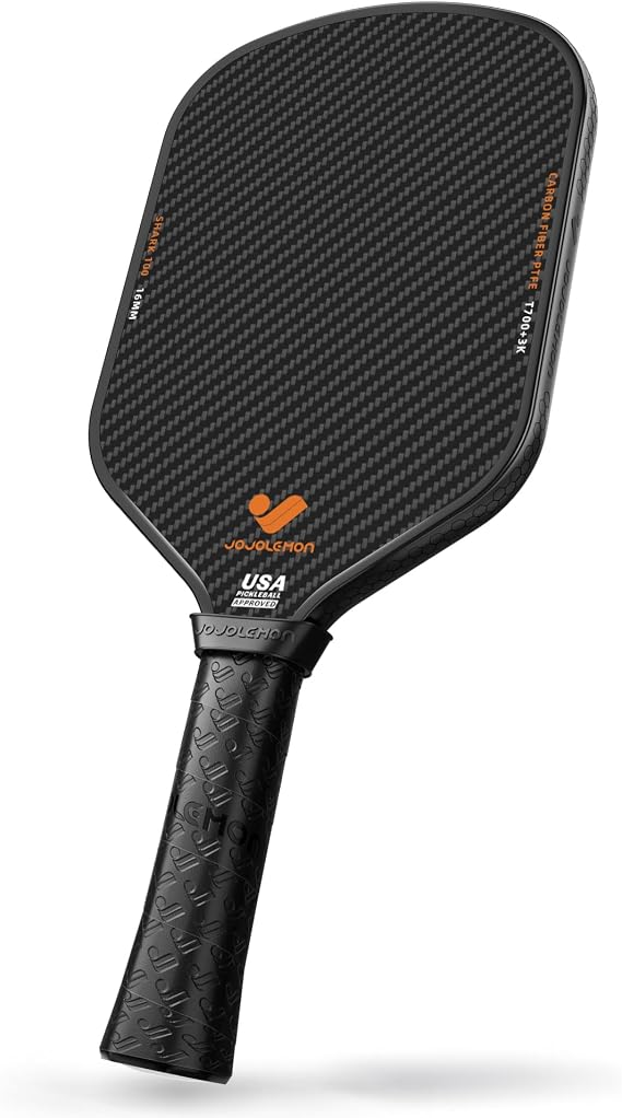 JOJOLEMON Pickleball Paddles, Carbon Fiber Pickleball Paddle with a 16mm Shark Power Polymer Core, The Pickleball Rackets Designed for Ultimate Spin & Consistency
