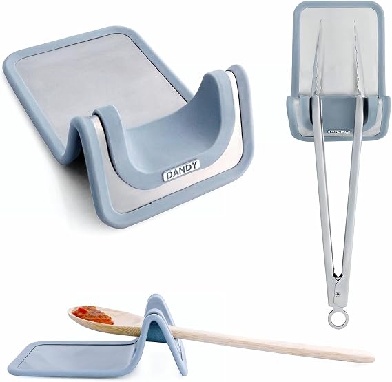 DANDY SpoonBestTM Silicone Spoon Rest for Stove Top Cooking Utensil Rest Spoon Holder for Stove Top Nonstick Sturdy Silicone Spoon Rest for Kitchen Counter, BBQ grill (Gray)