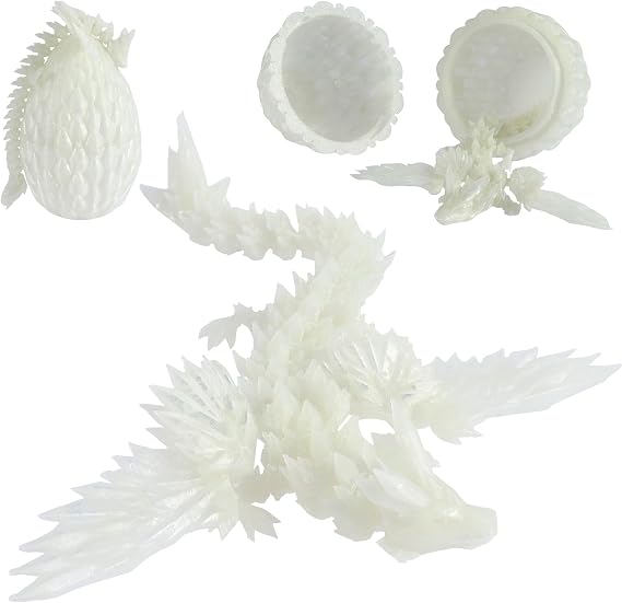 3D Printed Dragon Egg with Dragon (22.5cm) Inside, Mystery Articulated Crystal Animals Toys & Decor, 3D Print Surprise Animals Toy for Kids, Teens,Collectors (luminous green)