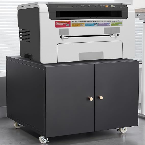 Office Copier File Cabinet, Mobile Lateral Filing Cabinet with 2 Door, Rolling File Cabinet, Printer Stand for Legal/Letter/A4 File (Black, 23.62 "L x 23.62 "W x 17.7 "H)