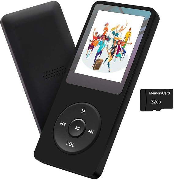 MP3 Player 32GB Music Player Voice Recorder with Speaker Earphone Portable HiFi Lossless Sound E-Book HD Screen 1.8 inch Support up to 128GB (Earphones Include)