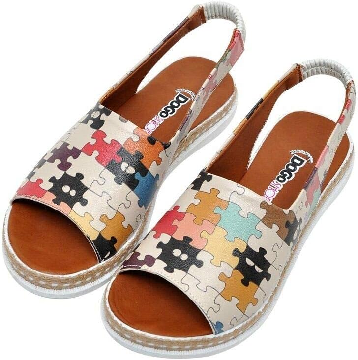 DOGO Personalize Your Life ESTE - Printed Strappy Flat Sandal - Chic, Elegant and Casual Style - Vegan, Environmentally Friendly and Handmade - Breathable Design