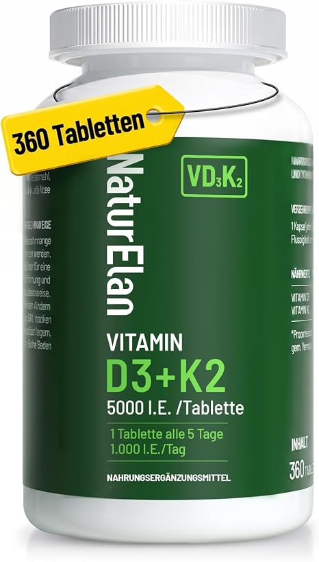 Vitamin d3 k2 high dose 360x 5000 IU/tablet 1 tablet every 5 days