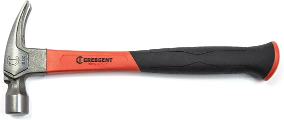 Crescent 20oz Rip Claw Hammer with Fiberglass Handle | 11419C-06 | Claw Hammer with Magnetic Nail Starter, Corrosion and Rust Resistant Construction Hammer, Carpenter Tool, Fiberglass Hammer