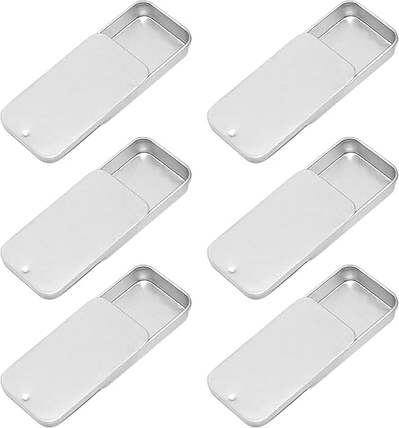 Empty Slide Top Tin Containers for Lip Balm, Crafts, Storage Kit - .25oz, 6 Pack