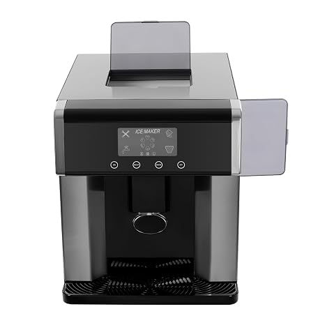 Ice Makers Countertop, 2 Ways to Add Water, 33 Lbs/Day, 8-12 Mins Quick Ice Make, Self-Cleaning, Ice Dispenser Machine for Home Kitchen Bar Party Camping RV, with Ice Scoop & Hoses & Cup