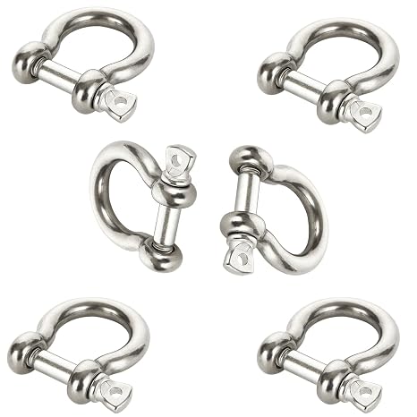 6PCS 1/2 Inch 304 Stainless Steel D Ring Shackles, Marine Grade Clevis Shackle, Anchor Shackle for Rigging, Traction Steel Wire, Chains Wirerope Lifting, 12 mm