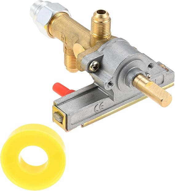 Gas Safety Control Valve with Piezo Push Ignition Device | Replacement for Garden Sun Propane Powered Patio Heater Repair Replaces Parts(7/16"-24 UNEF Inlet & Outlet)