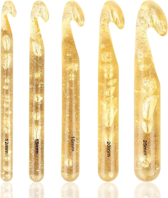 Crochet Hooks Set - 5Pcs Knitting Needles(12/15/18/20/25mm) - Large Crochet Kits for Beginners & Adults - Fits DIY Craft Weave Blanket/Shawl/Scarves/Thick Wool