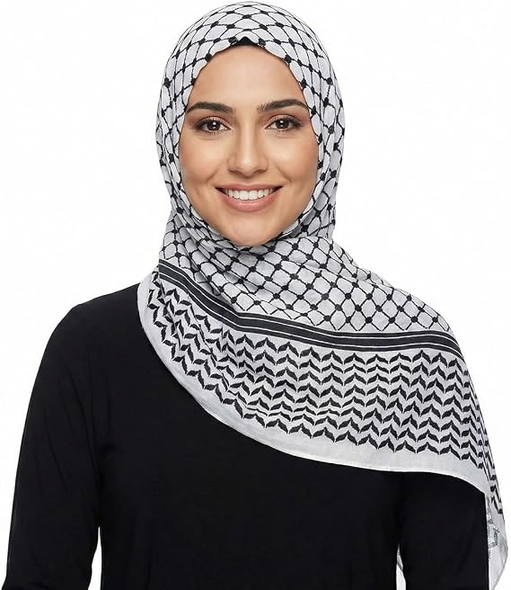 Palestinian Keffiyeh Shemagh Hijab Scarf, Muslim Women Kuffiyeh Arab Headwear