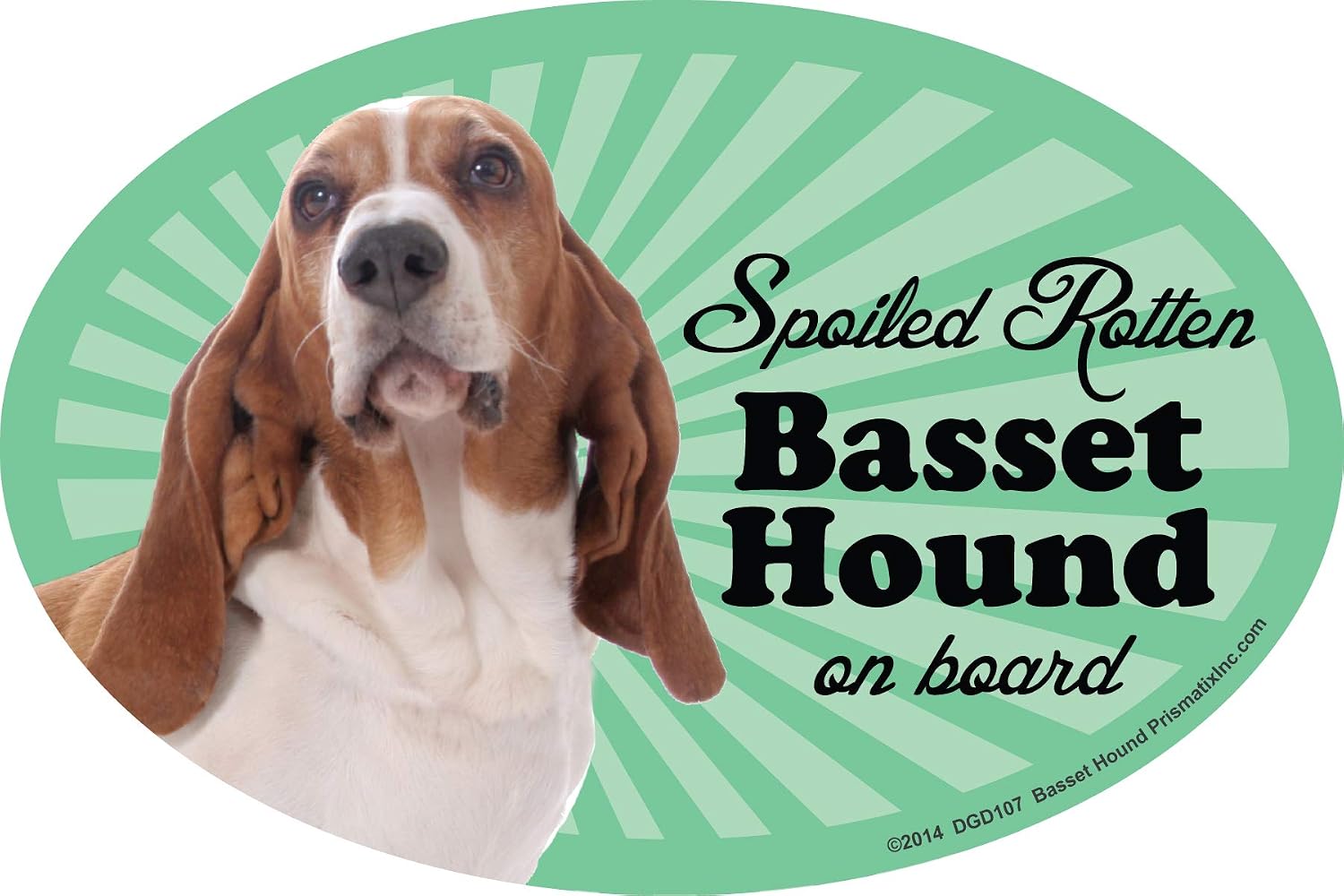 Prismatix Decal Basset Hound Car Magnets: Spoiled Rotten Basset Hound - Oval 6" x 4" AutoTruckRefrigeratorMailbox Funny Car Decals, Dog Magnet, Basset Hound
