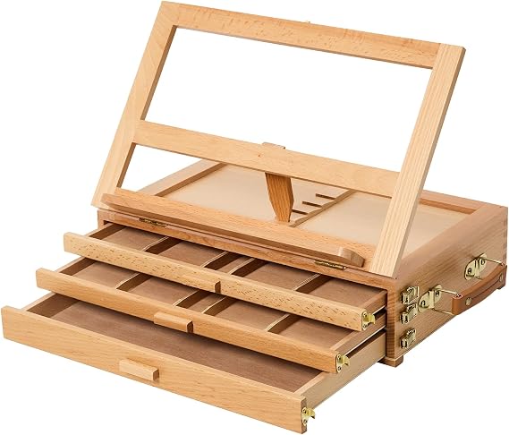 MEEDEN Large Artist Tabletop Sketchbox Easel: Adjustable Storage Box Easel