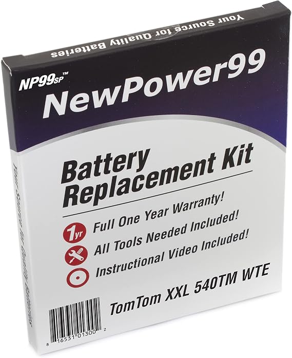 Battery Replacement Kit with Battery, Video Instructions and Tools for Tomtom XXL 540TM WTE