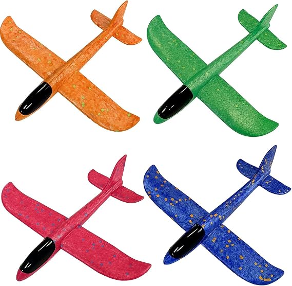 4 Pack Foam Glider Planes, Aeroplane Colorful Foam Glider Planes, Fake Aeroplane for Indoor Play, Outdoor Sport Game, Birthday Gifts
