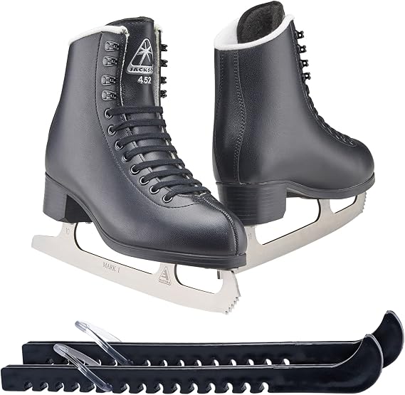 Jackson Ultima Figure Ice Skates for Men, Boys in Black Color/Bundle with Skate Guards