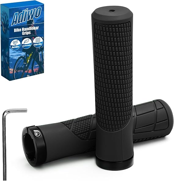 Non-Slip Handlebar Grips, 1 Pair Professional Bike Handlebar Grips, Adult Mountain Bike Grips with Soft Anti-Slip Rubber, Ergonomic,  with 1 Allen Wrench, Suitable for Most Bicycles
