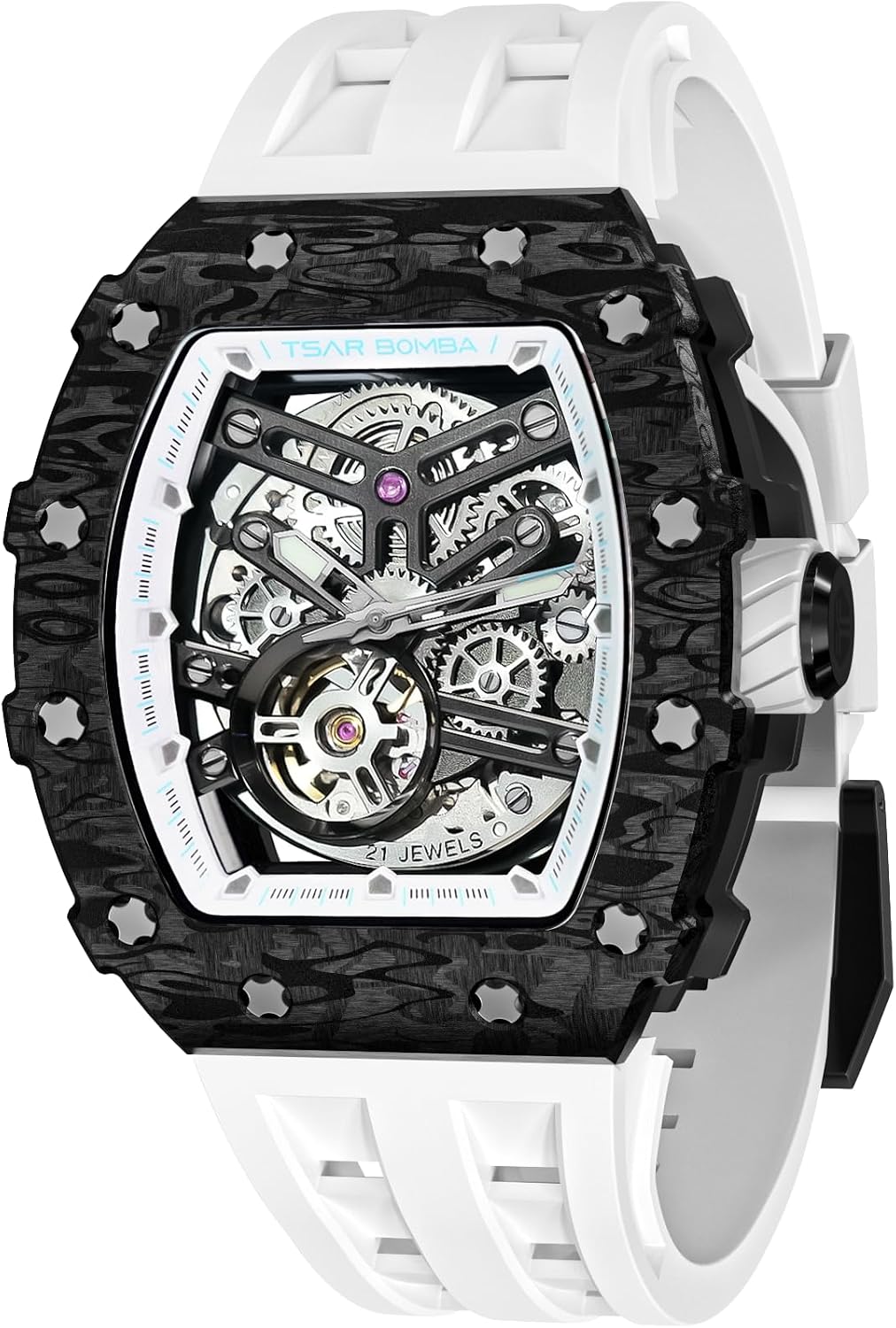 tsar bomba mens automatic watch 50 m waterproof watches mens japanese mechanical movement tonneau stainless steel case sapphire glass watch mens unique fashion watch gift for men