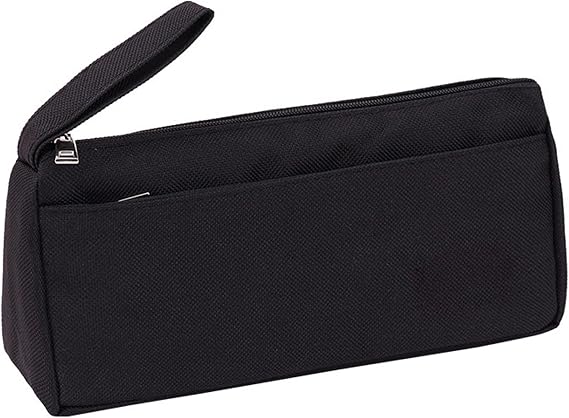 Black Pencil Case, Large Capacity Pencil Case Pouch with 2 Compartments, Stationery Pouch for Office Supplies