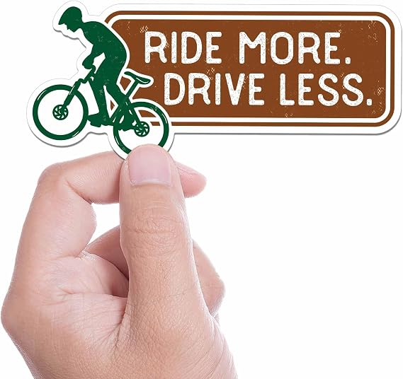 Ride More, Drive Less Mountain Bike Sticker - MTB Frame Decal - Get Outside Bicycle Trails Sticker for Laptop or Water Bottle
