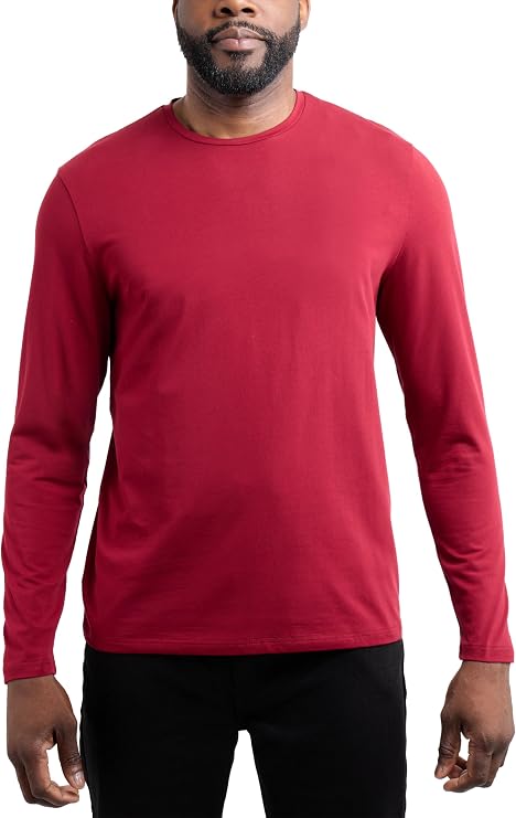 X RAY Men's Crewneck & Hooded Long Sleeve T-Shirt, 95% Cotton Stretch Slim Fit Basic Shirt for Men