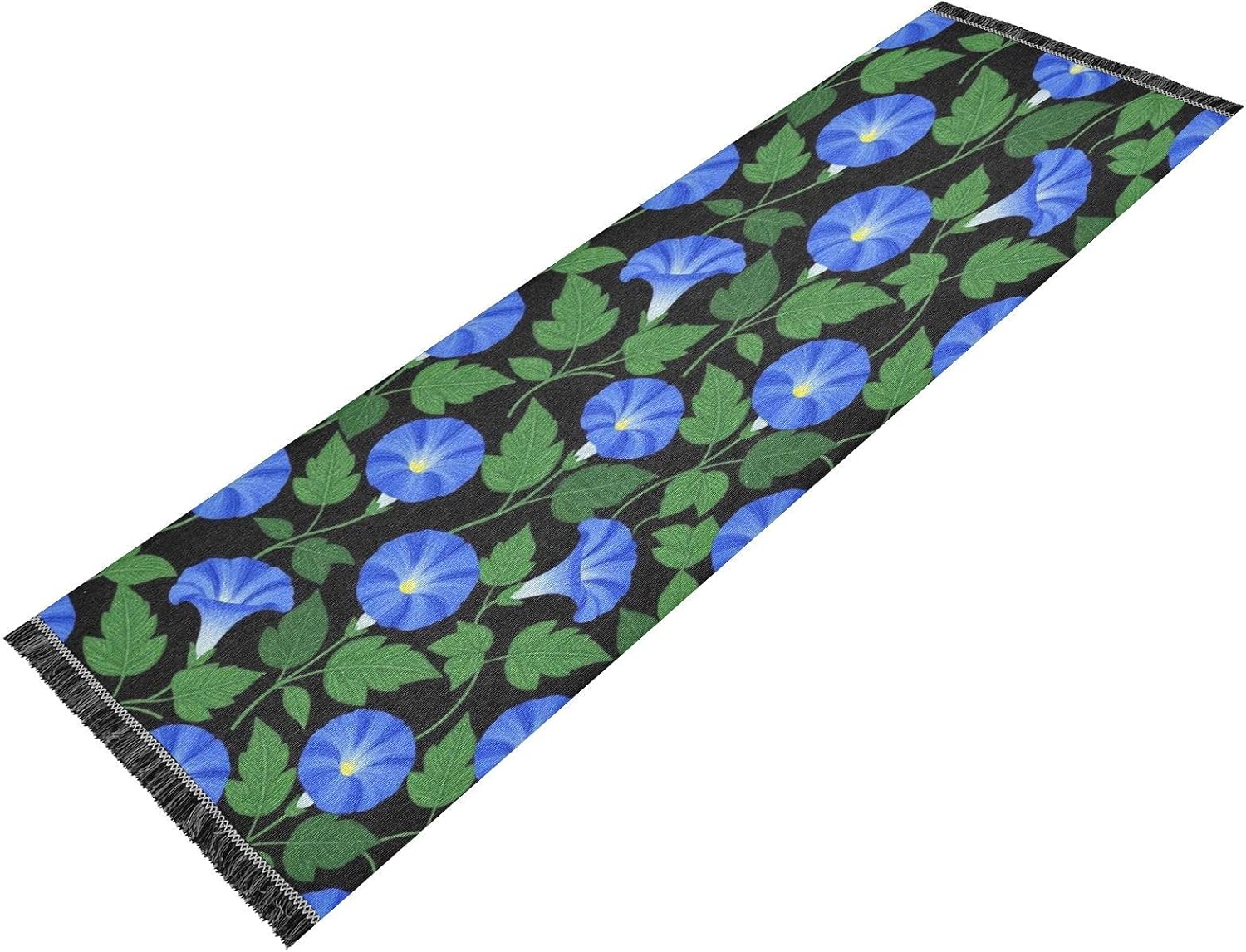 Victorian Style Morning Glory Runner Rug Washable Non Skid Area Rugs Tassel for Outdoor Patio Home Decor