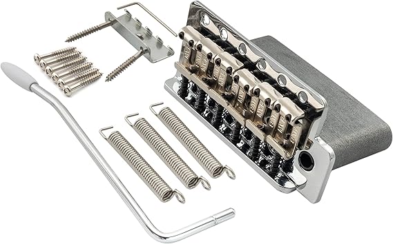 Wilkinson 54mm (2-1/8 inch) Vintage Style Full Block ST Guitar Tremolo Bridge Pop-In Arm 6 Screws for Squier/Mexico Fender/MIJ Strat, Chrome