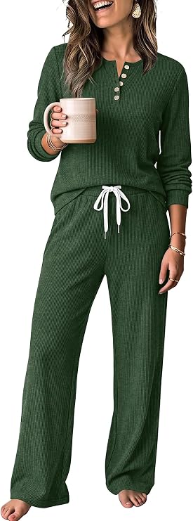 OFEEFAN Two Piece Lounge Sets for Women Fall Winter Sweater Pajamas Set