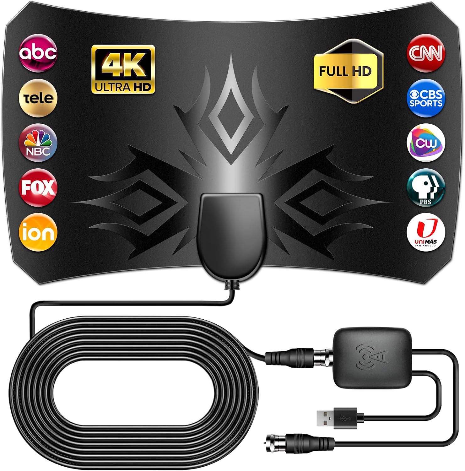 TV Antenna for Smart TV Indoor-Amplified HDTV Antenna with Magnetic Base, Long Range HD TV Antenna,Portable Digital TV Antenna for Local Channels, Support 4K 1080p Smart Television Antenna for TV
