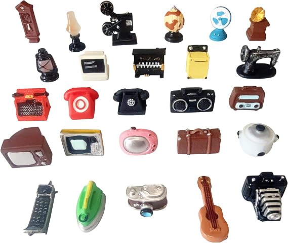 25pcs Miniature Resin Retro Home Appliances Decoration Sets Cameras Telephone Photo Props DIY Pretend Play Doll House