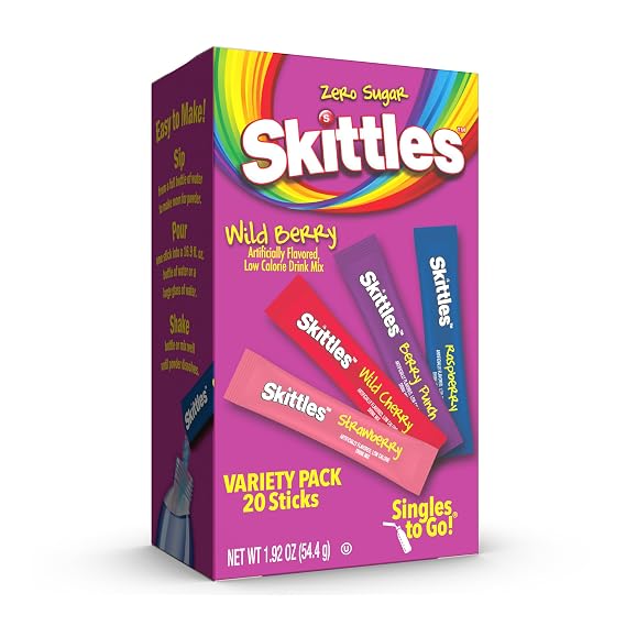 Singles To Go! Skittles Drink Mix, Wild Berry Variety Pack, 20 Packets