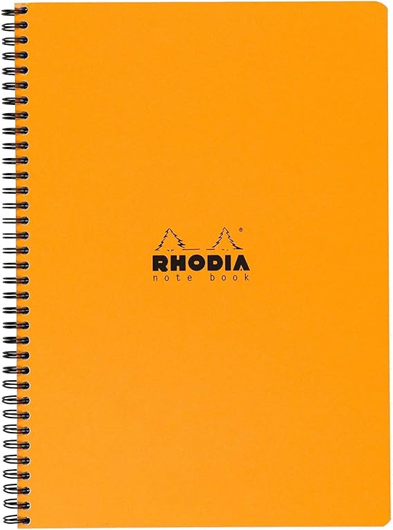 Rhodia Double Ring Notebook, A4, 160 Pages, 0.2 inch 5 mm Ruled, Water Repellent Cover, Perforated, PEFC Certified, Orange, RHODIA Classic cf193008