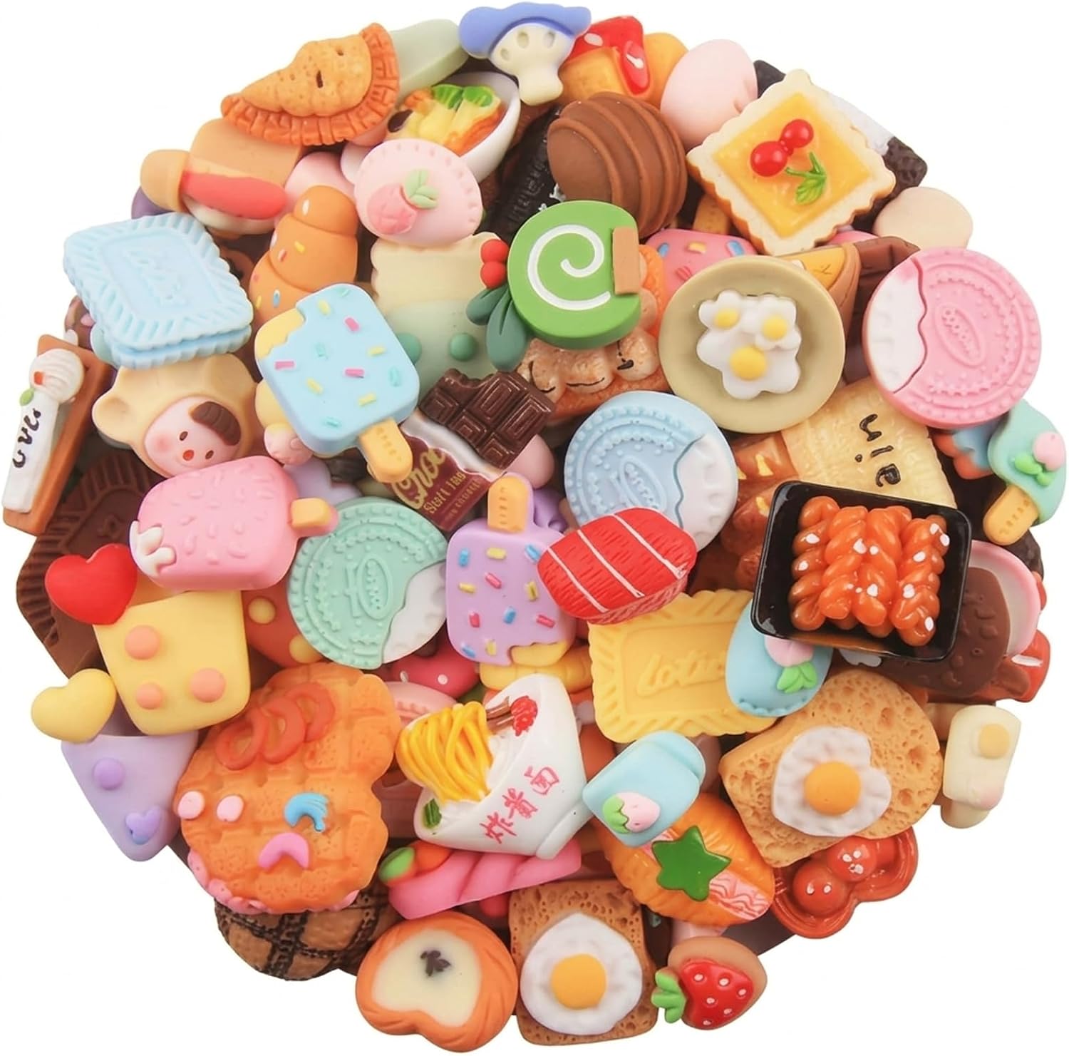 100 PCS Slime Charms, Resin Charms, Cute Charms, Mini Charms for DIY Crafts, Junk Case Decorations, Phone Case Customization, Epoxy Resin Art Projects and Creative Gift Making