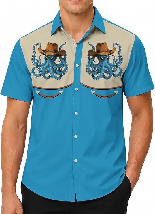 Men's Hawaiian Shirt Short Sleeves Printed Button Down Funny Hawaiian Shirts for Men Beach Casual Shirts